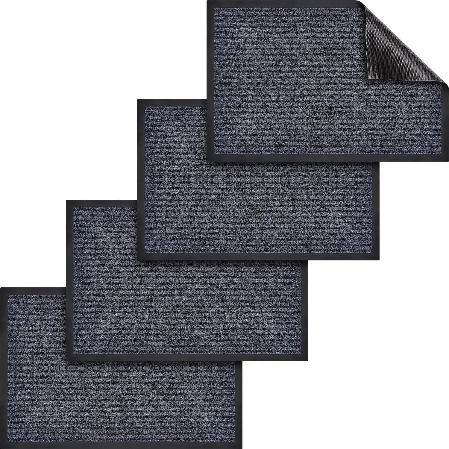 36" x 24" Inch Striped Brush Step Entrance Mat, Front Door Mat Welcome Floor Mats, Entryway Entrance Doormats, Patio Porch Muddy Shoe, Low Profile, Easy to Clean (36"x24"-4Pack)