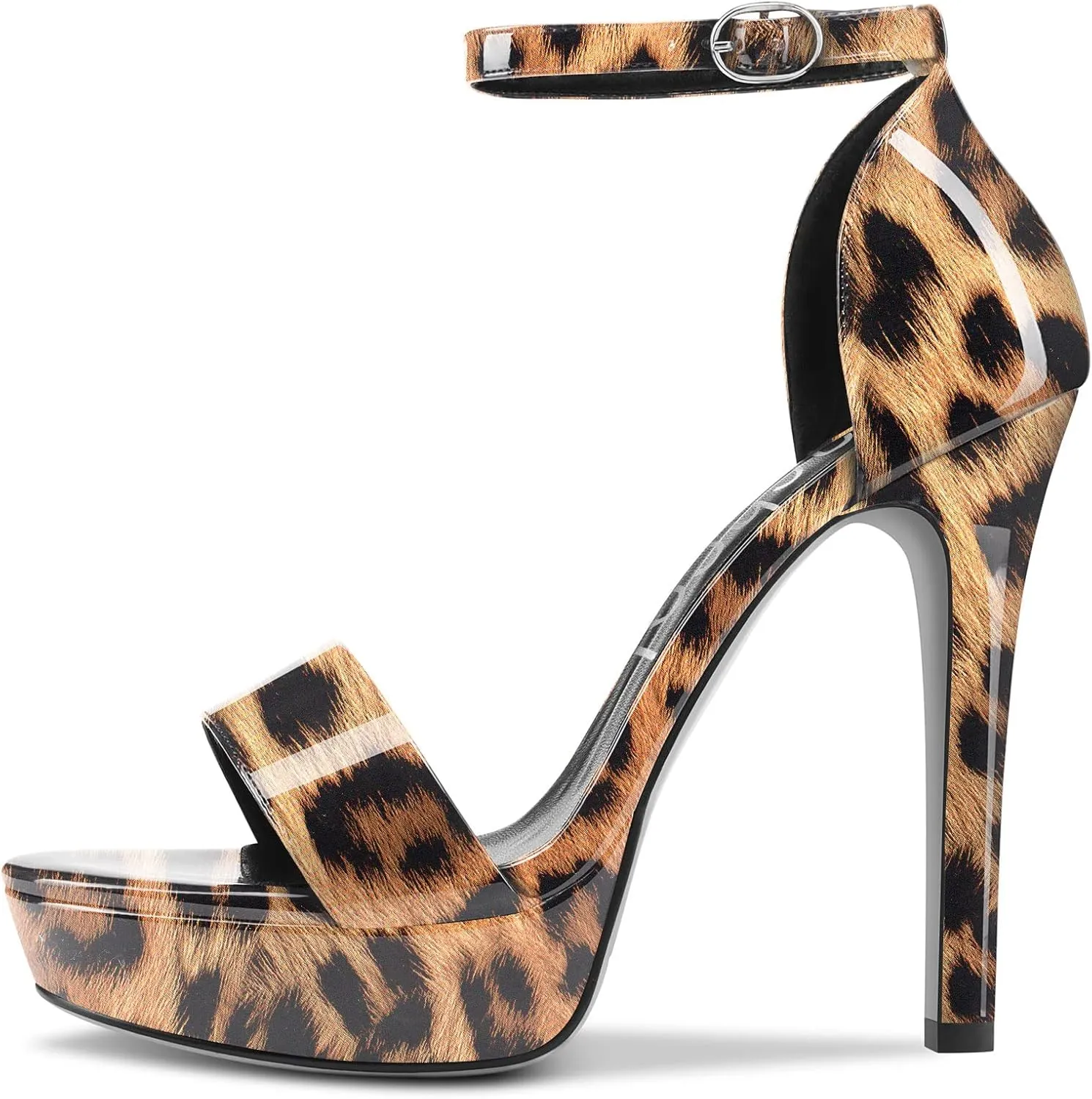 Aachcol Womens Platform Sandals Peep Open Toe Stiletto High Heels Ankle Strap Buckle Sexy Dress Shoes 5.1 Inches Heels