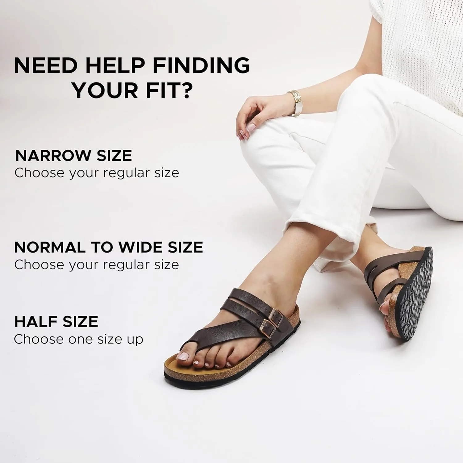 AEROTHOTIC Womens Strappy Slip-On Modern Memory Foam Cushion Footbed Outdoor Adjustable Buckle Cork Footbed Slides for Sandals with Comfortable Arch Support