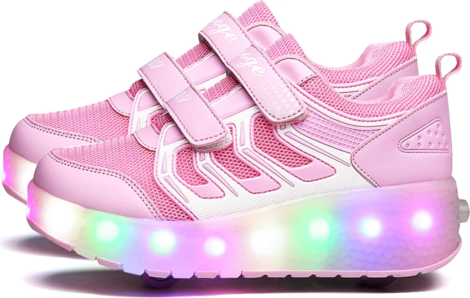Aikuass USB Chargable LED Light Up Roller Shoes Wheeled Skate Sneaker Shoes for Boys Girls Kids