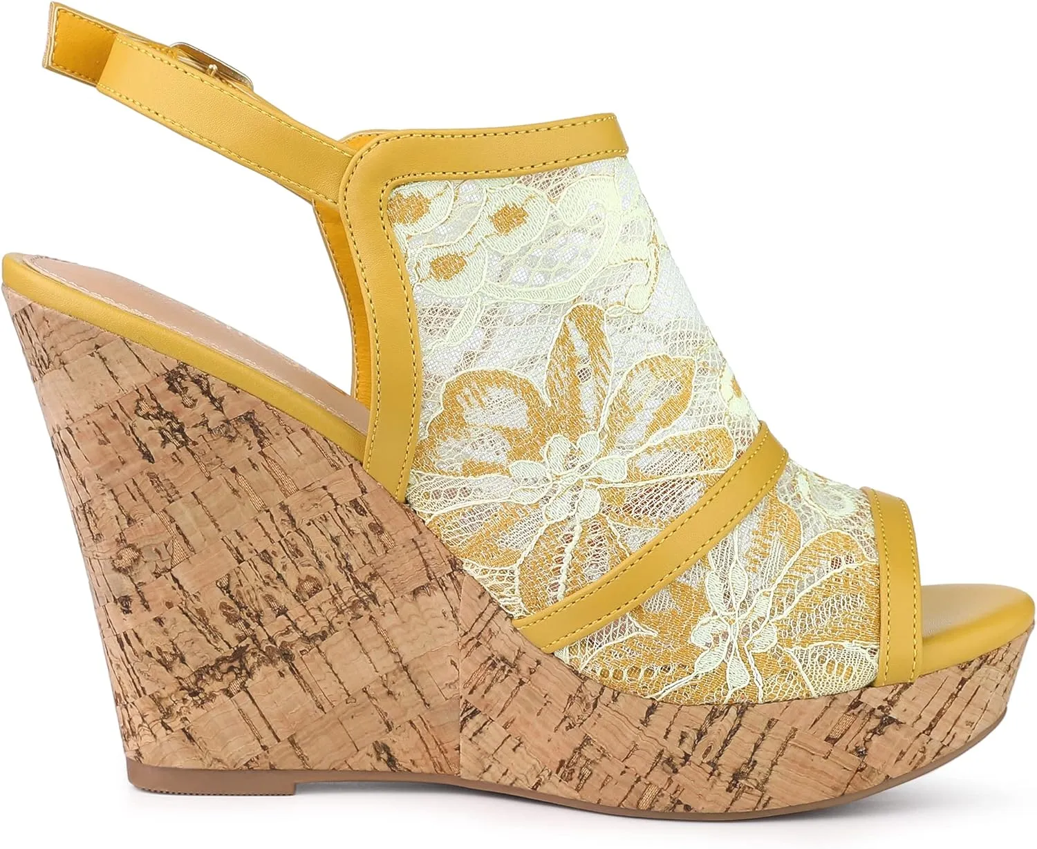 Allegra K Women's Open Toe Platform Heel Lace Wedges Sandals