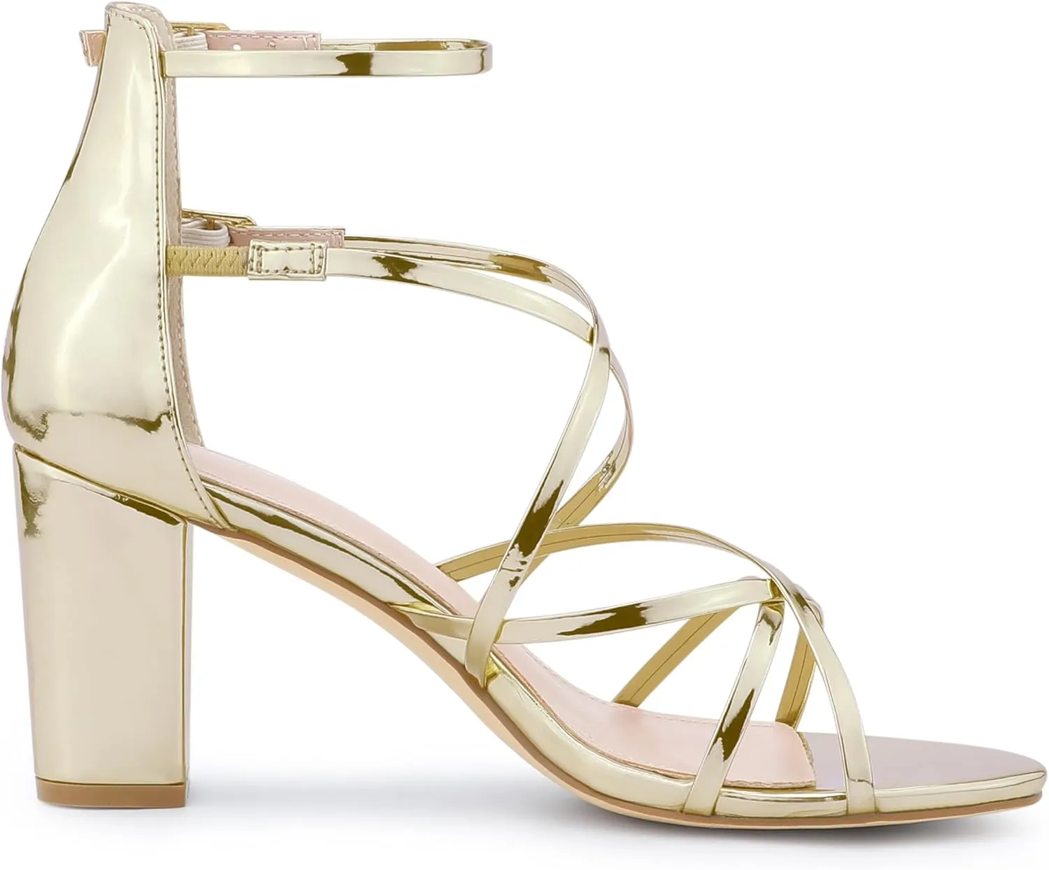 Allegra K Women's Strappy Crisscross Strap Opened Toe Block Heels Sandals