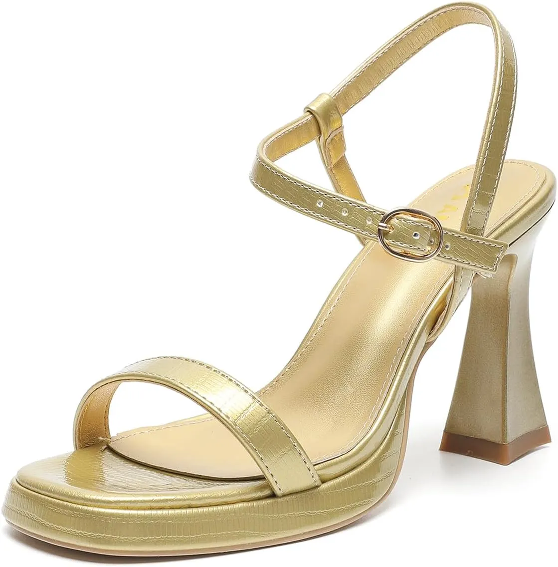 Amoji Women 4 Inches Heels Lady Platform Heeled Sandals Ankle Strap FZ323