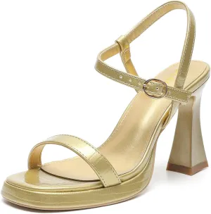 Amoji Women 4 Inches Heels Lady Platform Heeled Sandals Ankle Strap FZ323