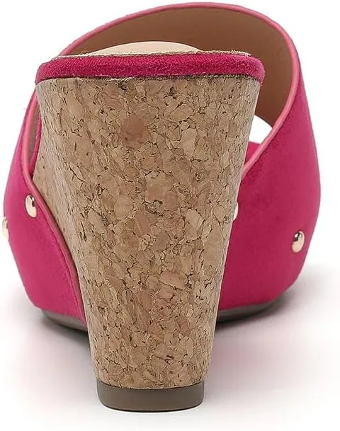 Amoji Women's Wedge Heels Sandals Comfortable Dressy Summer Shoes Elastic Strap 603