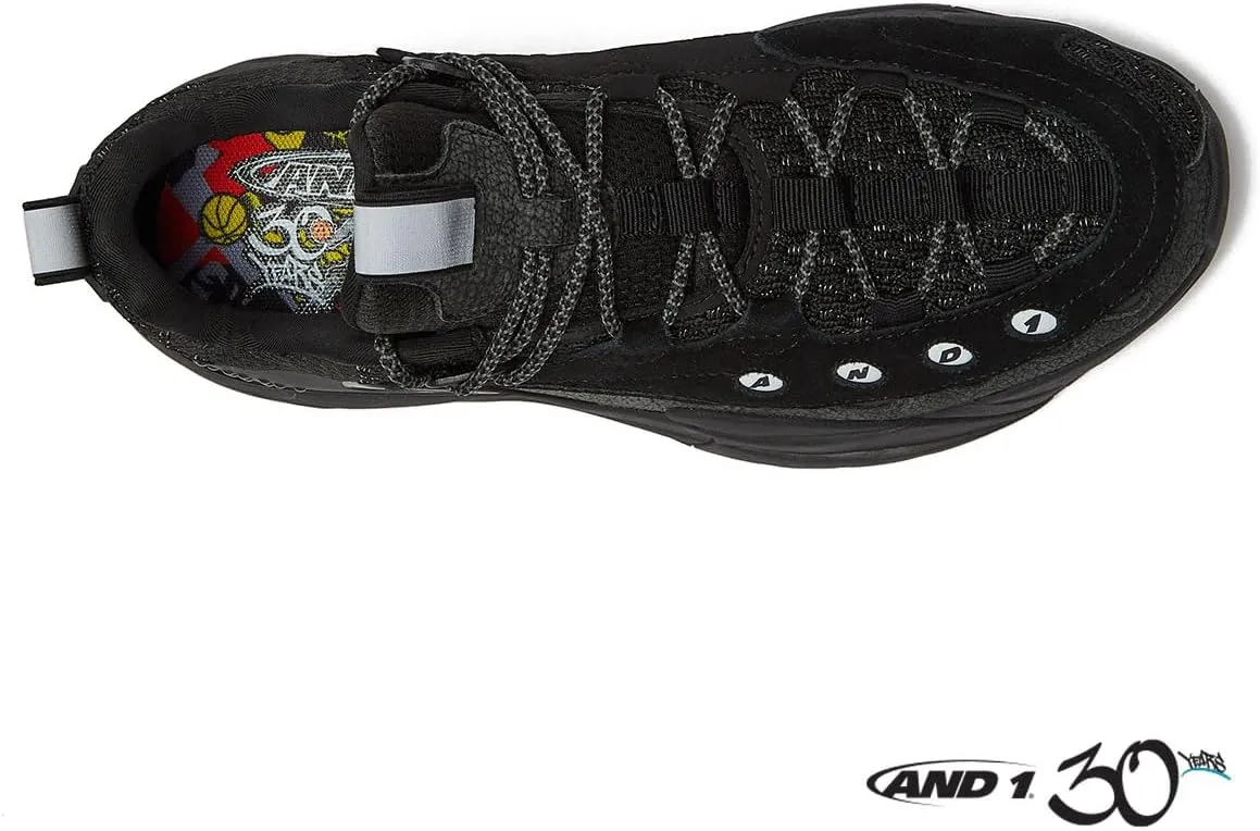 AND1 Marauder Men’s Basketball Shoes, Casual Low Top Basketball Sneakers, Sizes 7 to 15, Black, White, Red and Grey