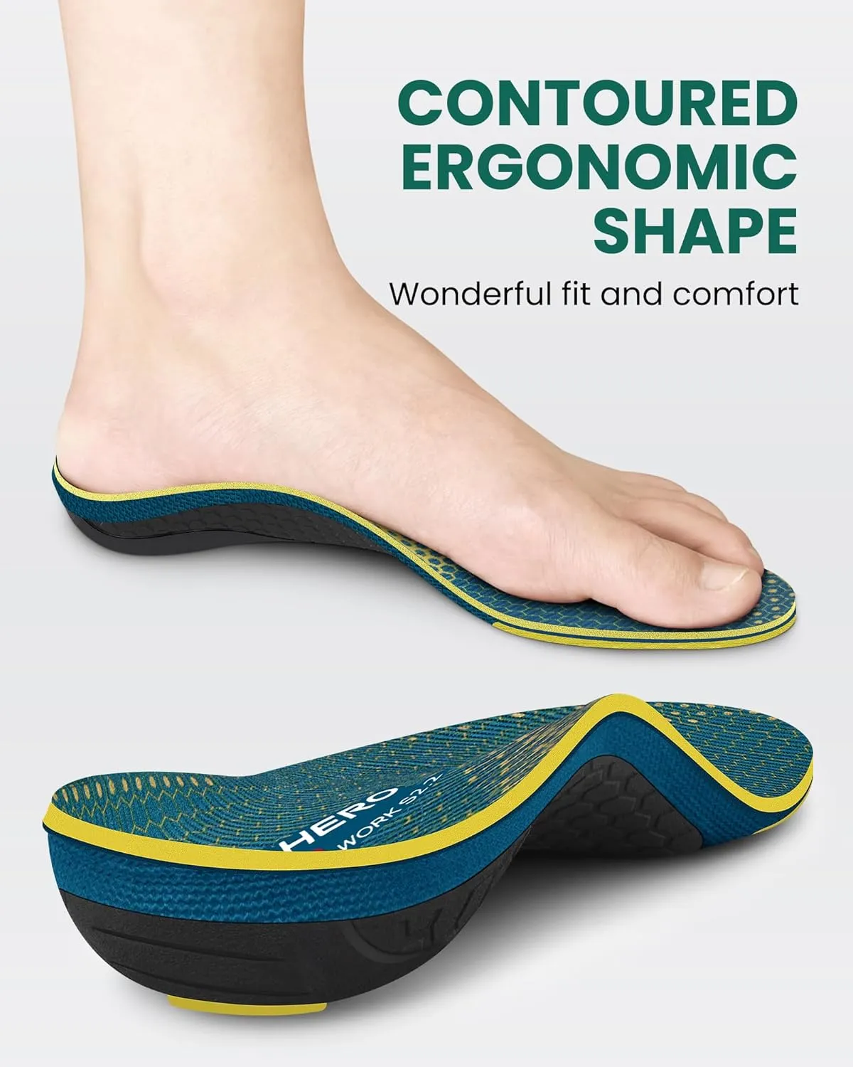 Arch Support Inserts for Men & Women - Plantar Fasciitis Insoles with Cushion, Orthotics for Heel Pain Relief, Work Boots, Standing All Day (Mens 6-6.5 | Womens 8-8.5, Autumn Yellow)