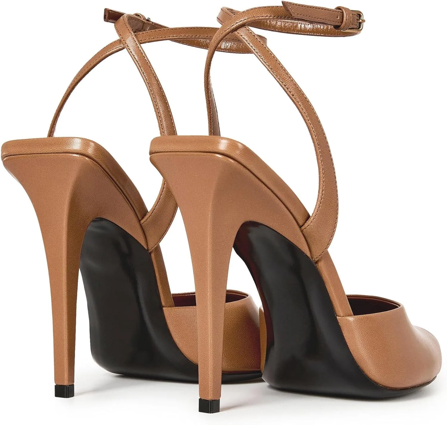 Arqa Womens Stilleto Sandals Covered Square Open Toe Pumps Adjustable Ankle Strap Office Party Dressy Shoes Summer Sexy Elegant 4.1 IN Heels