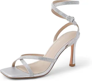 Arromic High Stilettos Heeled Sandals for Women Strappy Square Toe Heel Open Toe Heels Dressy Wedding Shoes Pumps Sandals
