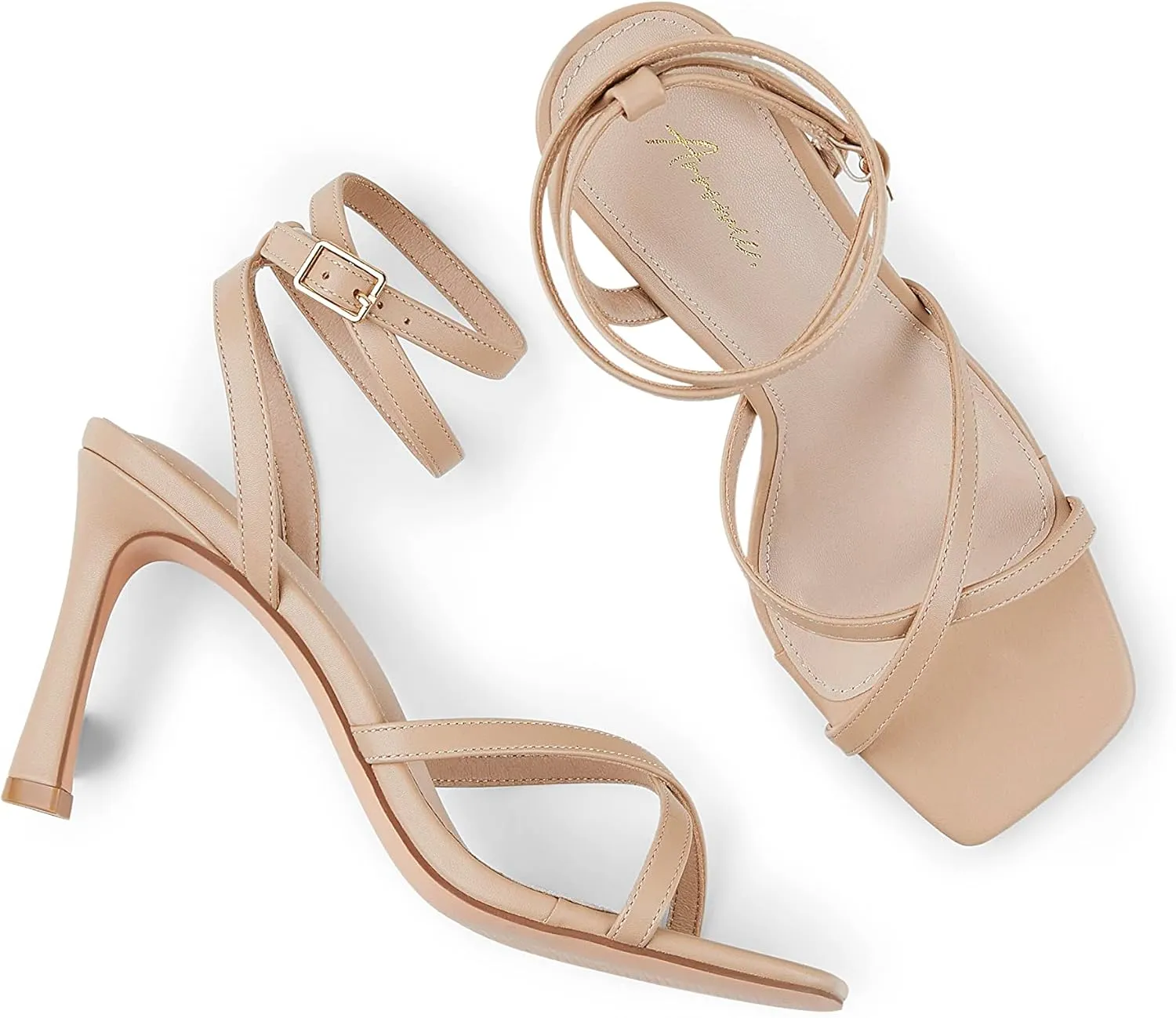 Arromic High Stilettos Heeled Sandals for Women Strappy Square Toe Heel Open Toe Heels Dressy Wedding Shoes Pumps Sandals