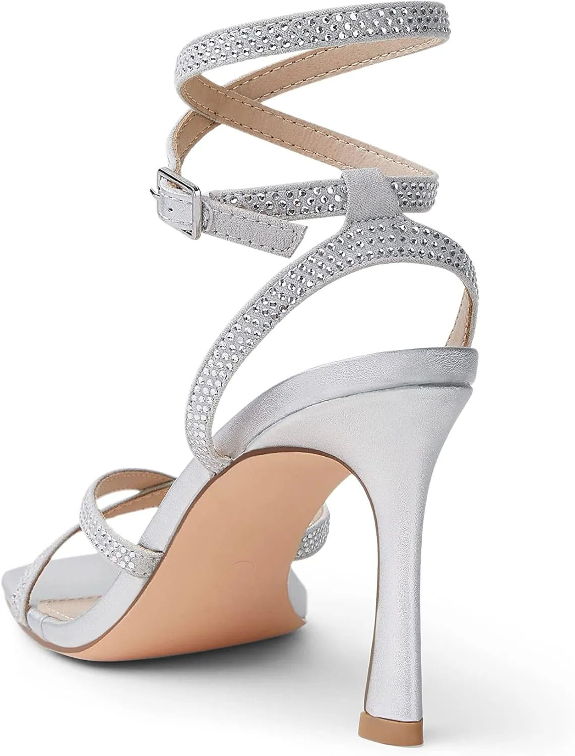 Arromic High Stilettos Heeled Sandals for Women Strappy Square Toe Heel Open Toe Heels Dressy Wedding Shoes Pumps Sandals