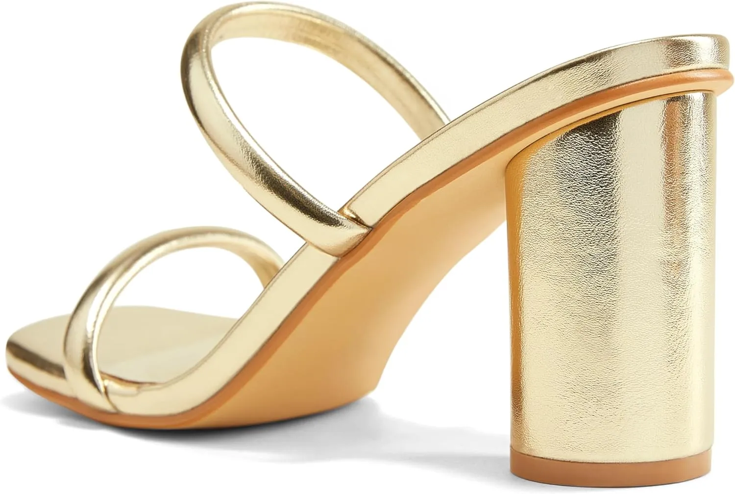 Arromic Women's Heeled Sandals Square Toe Two Strap Block Heels for Women Comfortable Strappy Heels Slip on Heeled Sandals for Women Dressy