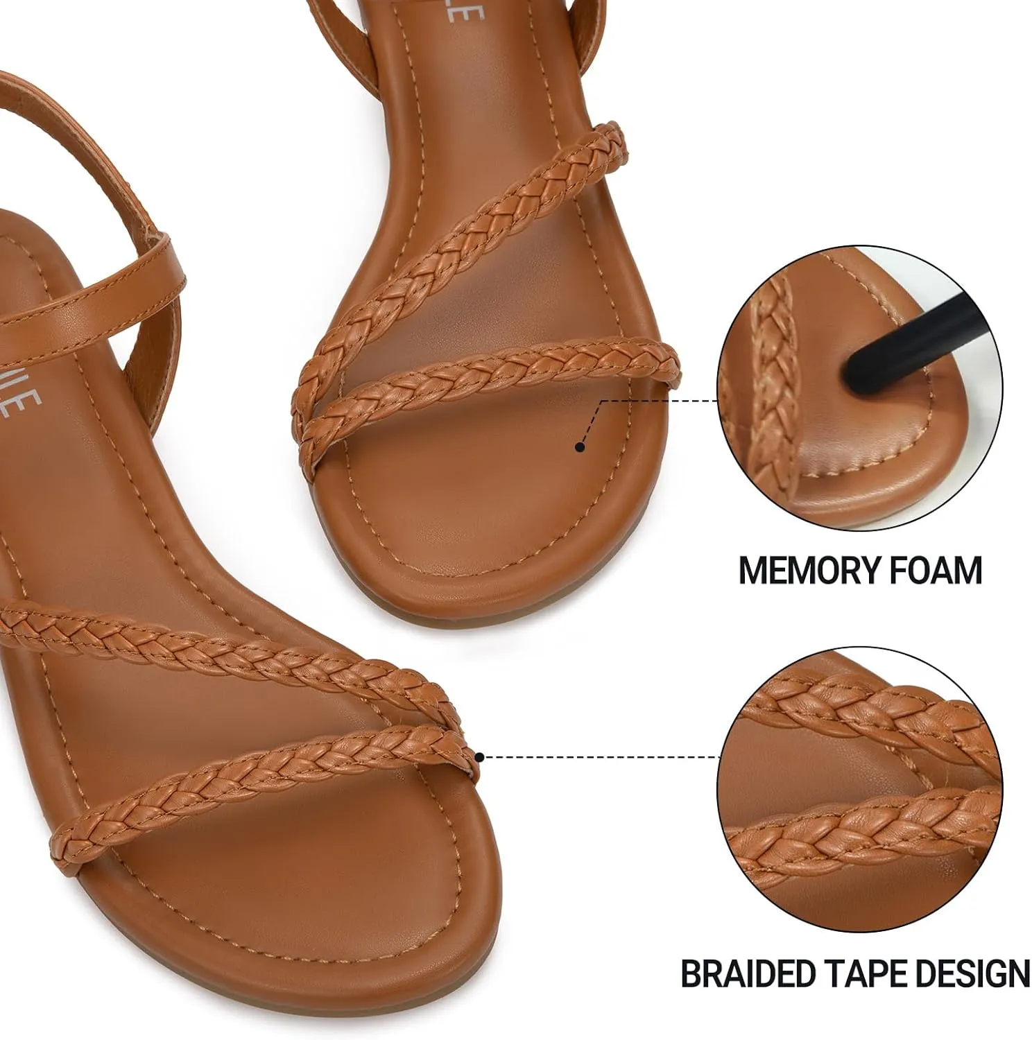 ATHMILE Womens Sandals Dressy Summer Flat Comfortable On Beach Gladiator Cute Slides Casual Braided Sandals for Women 2025 Size 5-10