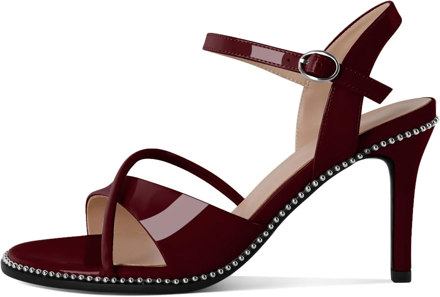 AUMOTED Women Stiletto High Heels Peep Open Toe Sandals Criss Cross Strappy Heels Wedding Office Cute Party Classic 3.1 Inch Summer Heels