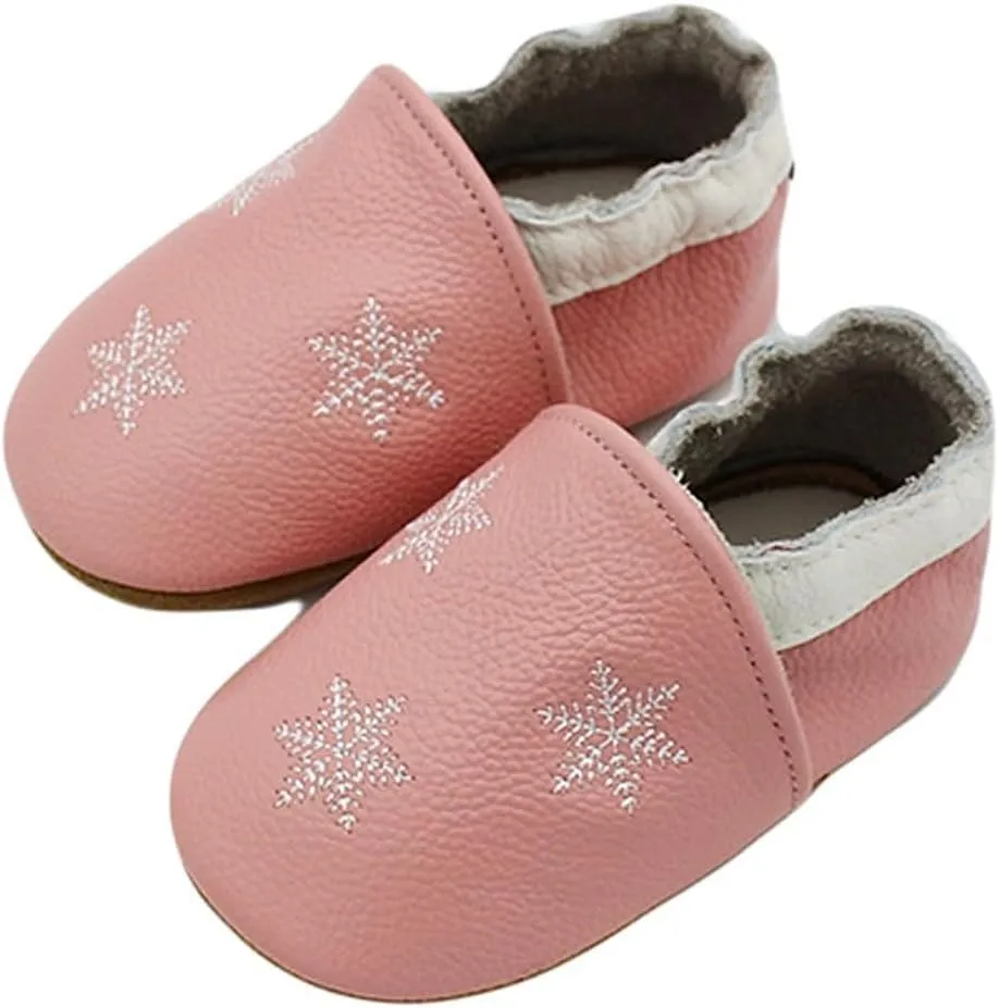 Baby Girls Baby Boys Christmas Flat Shoes Toddler Soft Sole Shoes First Walking 𝗖rib Shoes Flat Snowflakes Print Shoes