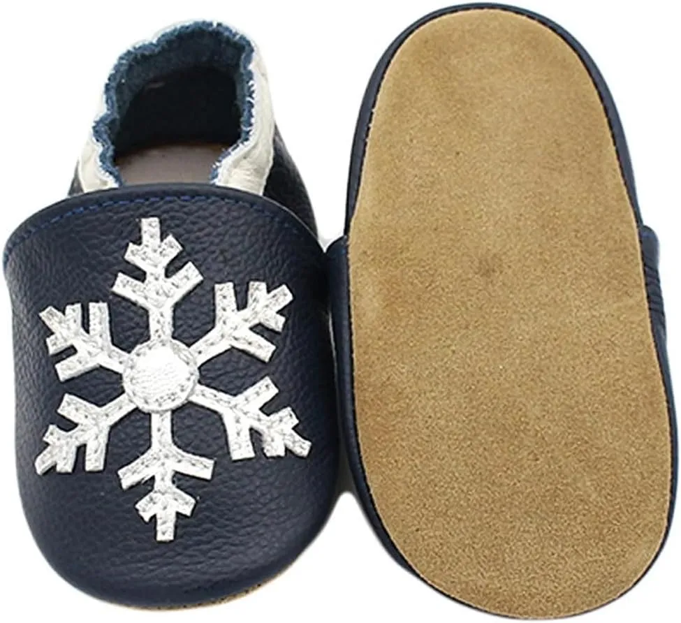 Baby Girls Baby Boys Christmas Flat Shoes Toddler Soft Sole Shoes First Walking 𝗖rib Shoes Flat Snowflakes Print Shoes