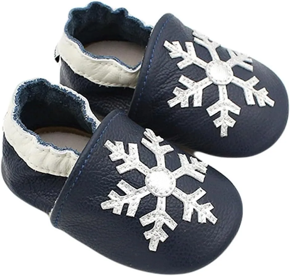 Baby Girls Baby Boys Christmas Flat Shoes Toddler Soft Sole Shoes First Walking 𝗖rib Shoes Flat Snowflakes Print Shoes