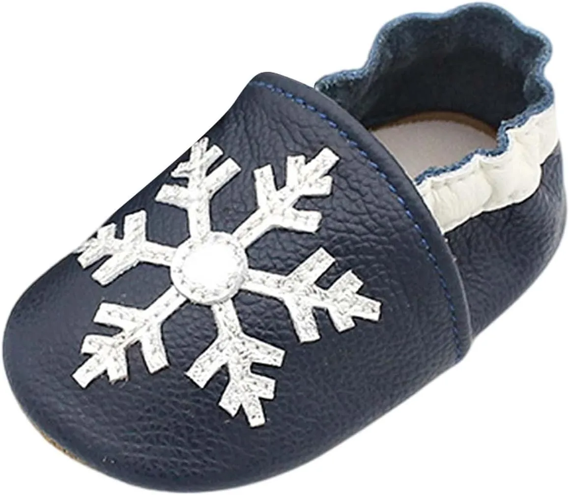 Baby Girls Baby Boys Christmas Flat Shoes Toddler Soft Sole Shoes First Walking 𝗖rib Shoes Flat Snowflakes Print Shoes