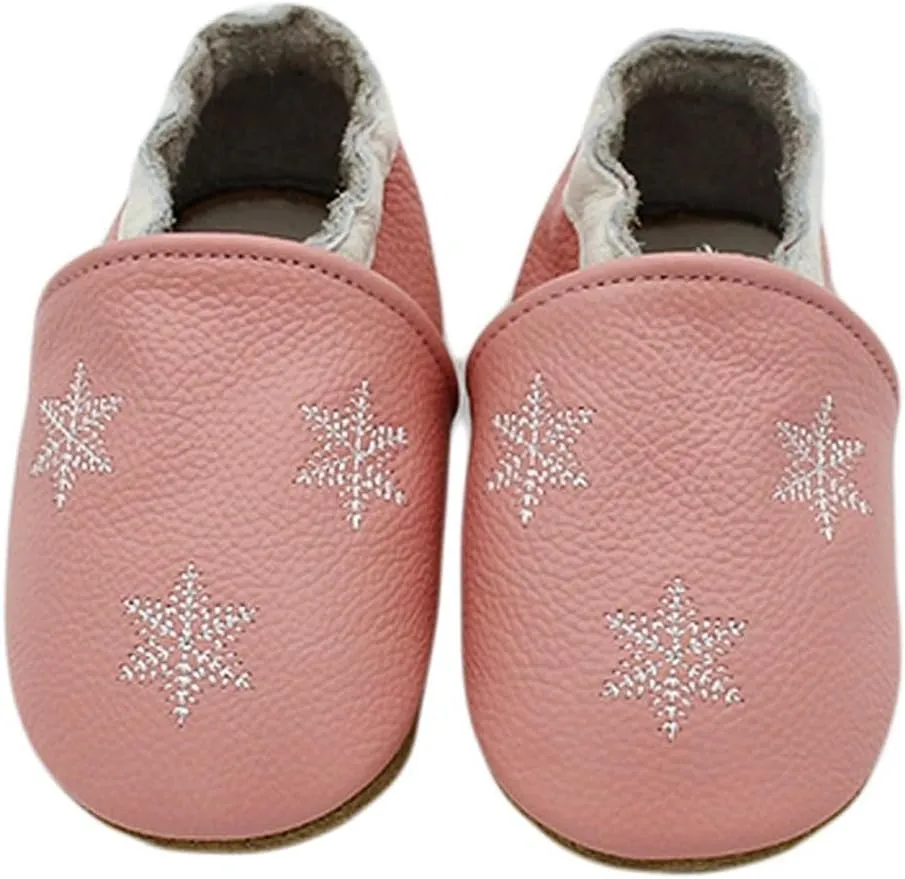 Baby Girls Baby Boys Christmas Flat Shoes Toddler Soft Sole Shoes First Walking 𝗖rib Shoes Flat Snowflakes Print Shoes