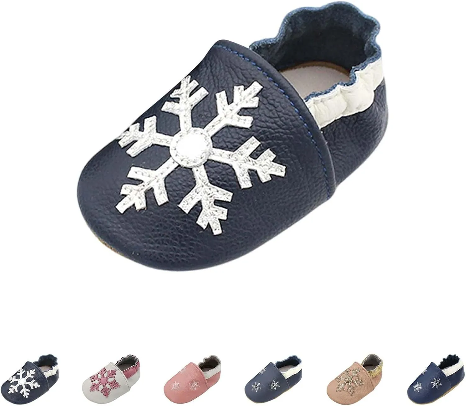 Baby Girls Baby Boys Christmas Flat Shoes Toddler Soft Sole Shoes First Walking 𝗖rib Shoes Flat Snowflakes Print Shoes