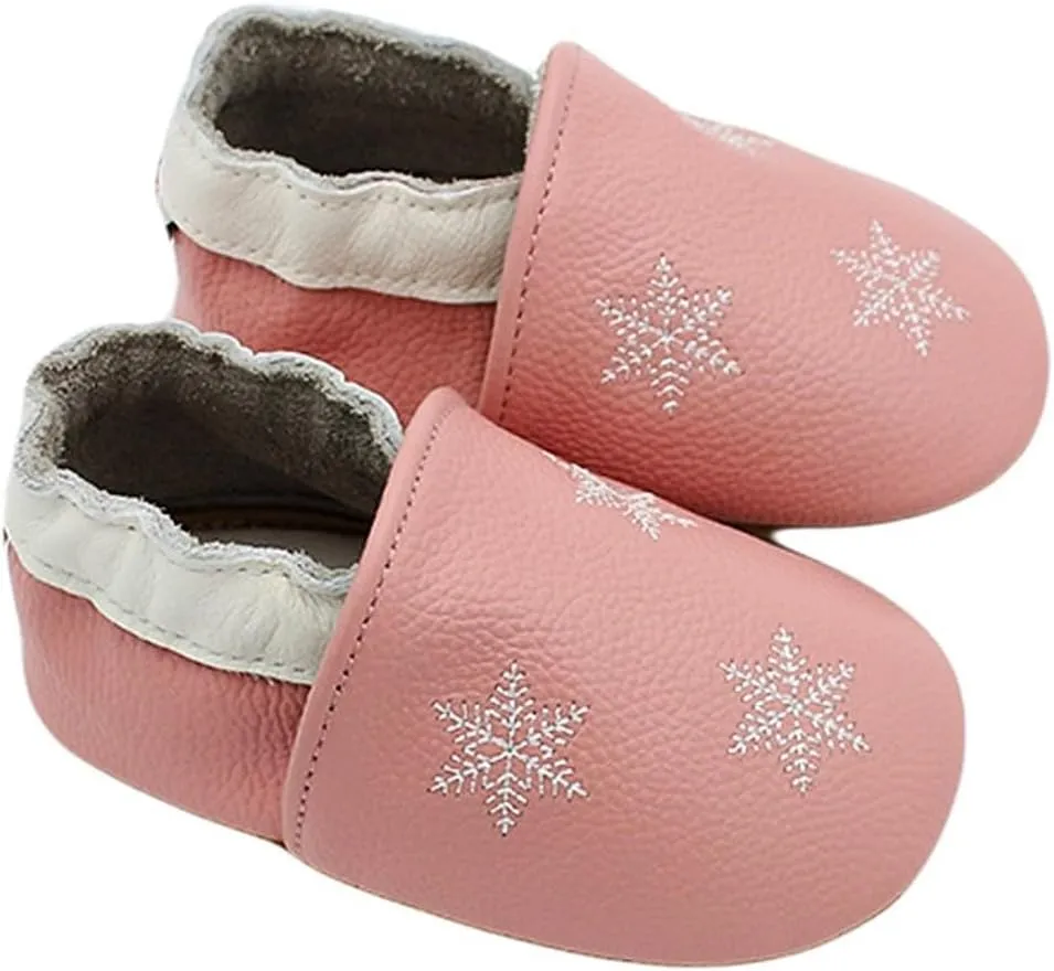 Baby Girls Baby Boys Christmas Flat Shoes Toddler Soft Sole Shoes First Walking 𝗖rib Shoes Flat Snowflakes Print Shoes