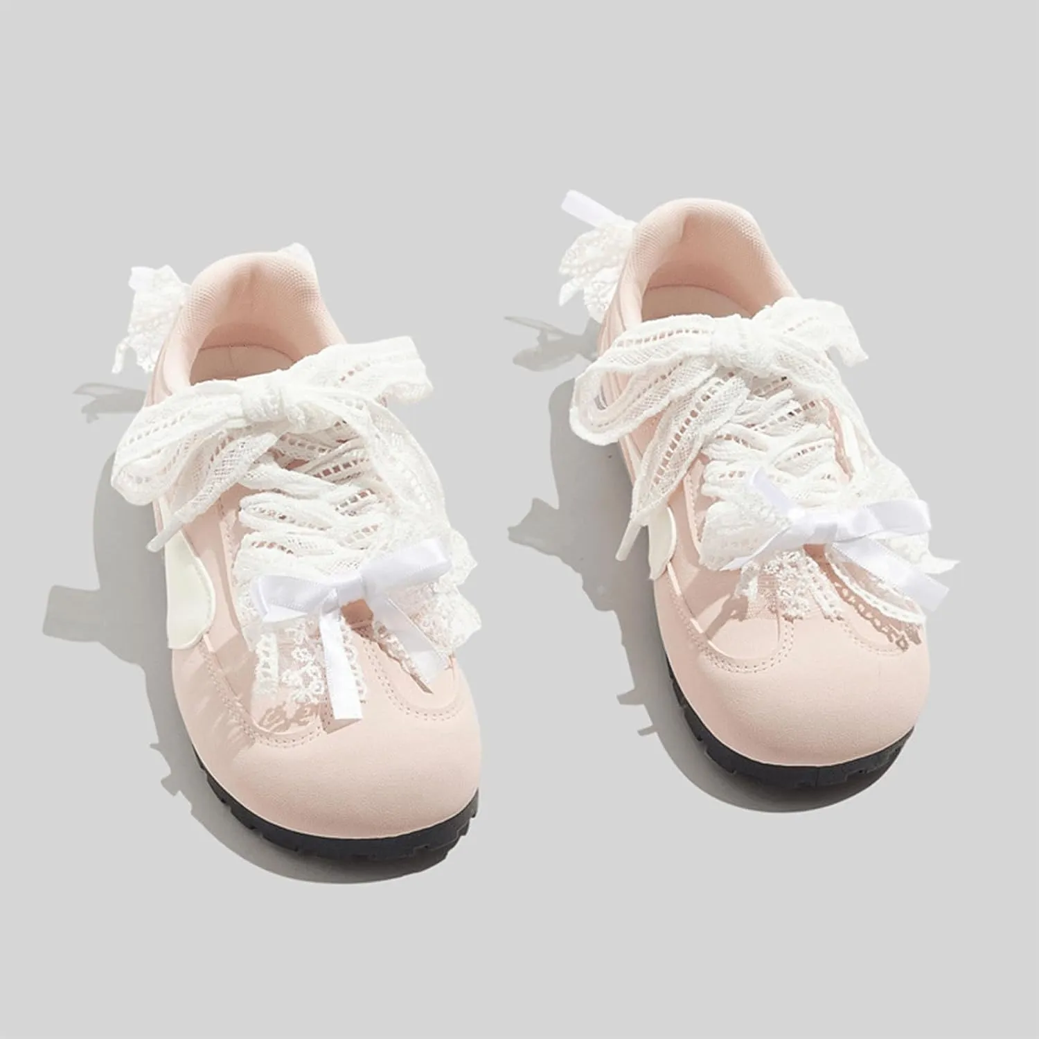 Ballet Sneakers for Woman Leather Satin Lace Up Round Toe Ballerina Flats Trendy Fancy Cute Sweet Kawaii Ballet Shoes with Bow Back 2025 Spring Summer Birthday Daily Dressy