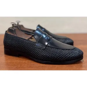 Black Penny Loafers Weave