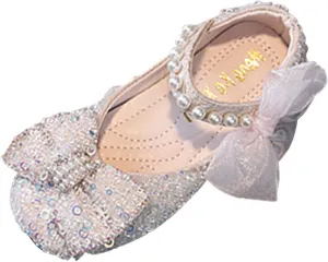 Black Shoes for Girls,Girls Baby Infant Crystal Princess Shoes Bling Pearl Sandals Shoes Kids Dancing Shoes