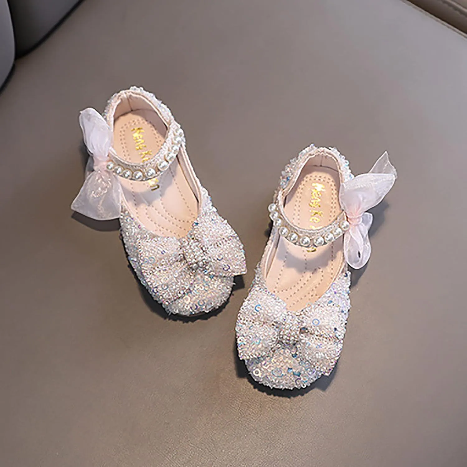 Black Shoes for Girls,Girls Baby Infant Crystal Princess Shoes Bling Pearl Sandals Shoes Kids Dancing Shoes
