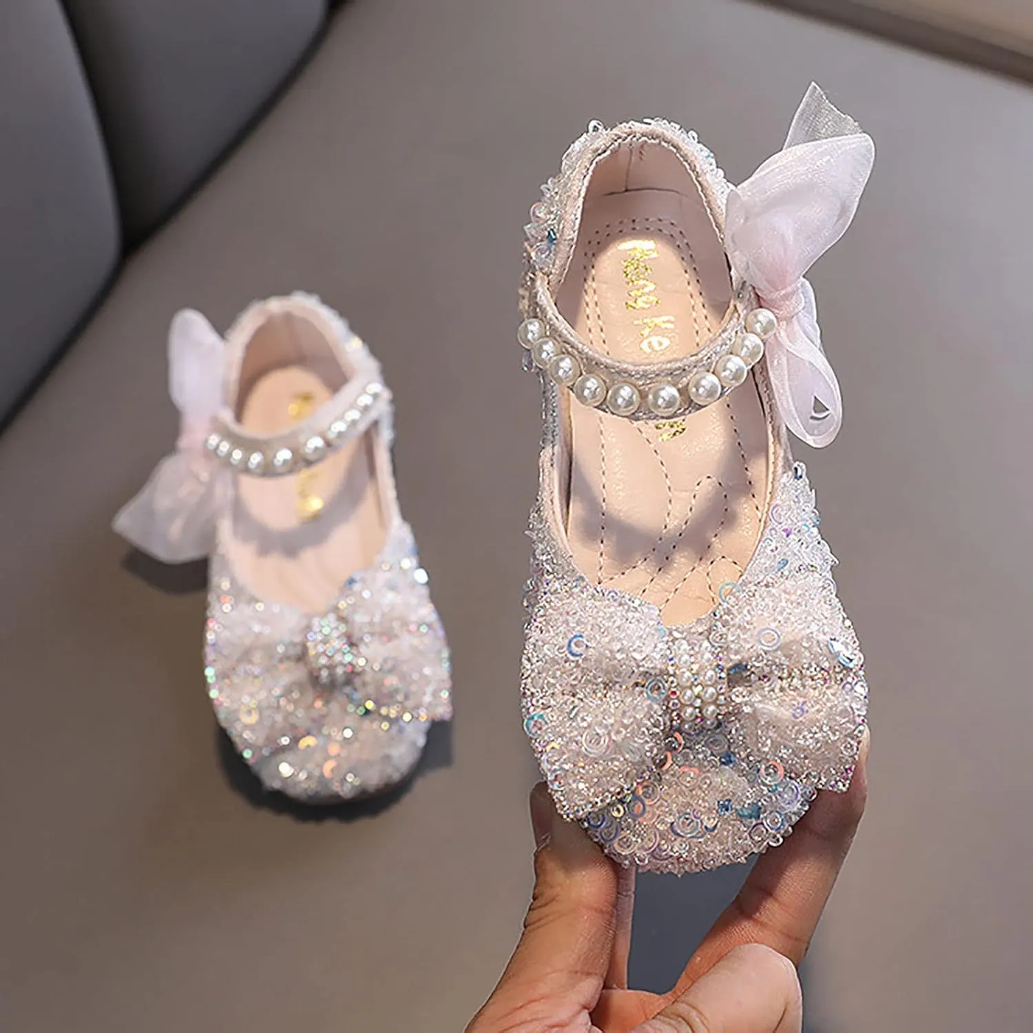 Black Shoes for Girls,Girls Baby Infant Crystal Princess Shoes Bling Pearl Sandals Shoes Kids Dancing Shoes