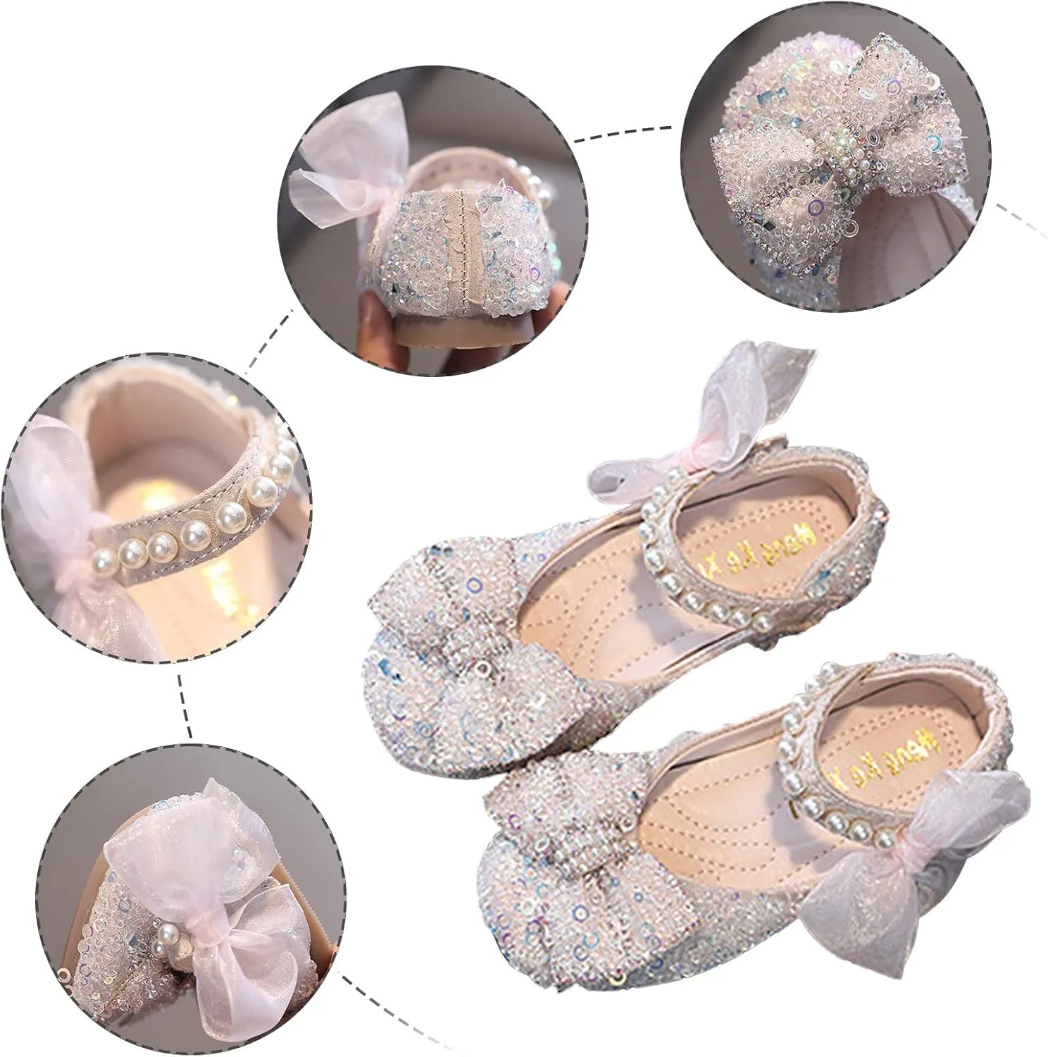 Black Shoes for Girls,Girls Baby Infant Crystal Princess Shoes Bling Pearl Sandals Shoes Kids Dancing Shoes