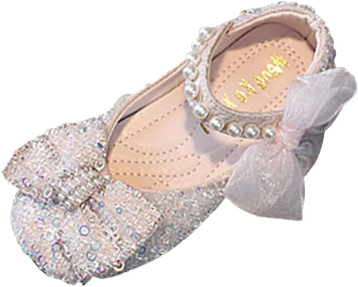 Black Shoes for Girls,Girls Baby Infant Crystal Princess Shoes Bling Pearl Sandals Shoes Kids Dancing Shoes