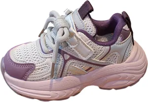 Boys Girls Mesh Sport Shoes Kids Sneakers Tennis Running Shoes Lace-Up Unisex Lightweight Breathable Walking Shoes