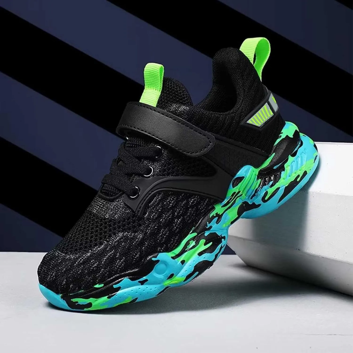 Boys Running Sneakers Toddler Kids Lightweight Breathable Sport Sneakers Lace Up Softy Sole Walking Casual Shoes