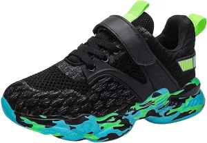 Boys Running Sneakers Toddler Kids Lightweight Breathable Sport Sneakers Lace Up Softy Sole Walking Casual Shoes