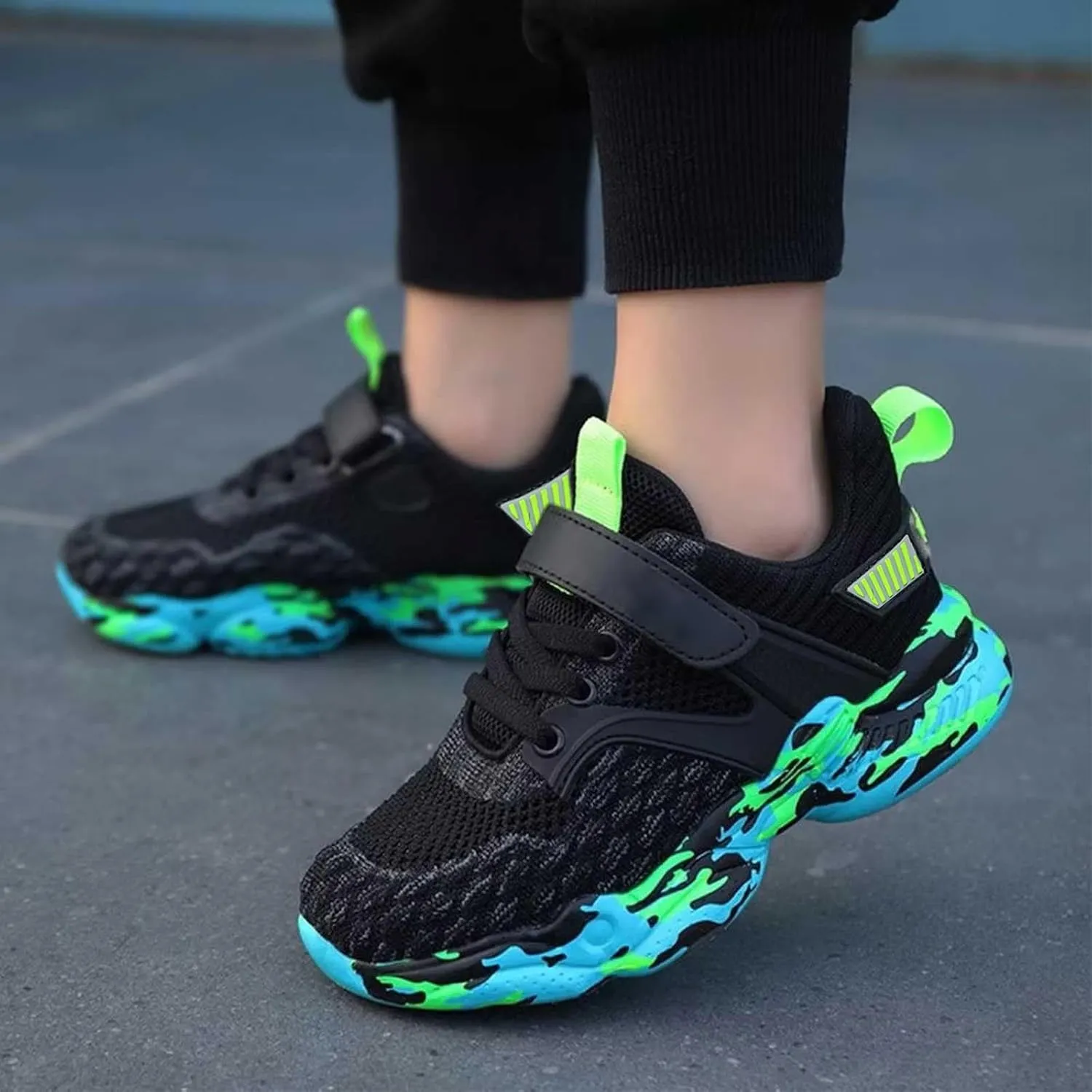 Boys Running Sneakers Toddler Kids Lightweight Breathable Sport Sneakers Lace Up Softy Sole Walking Casual Shoes