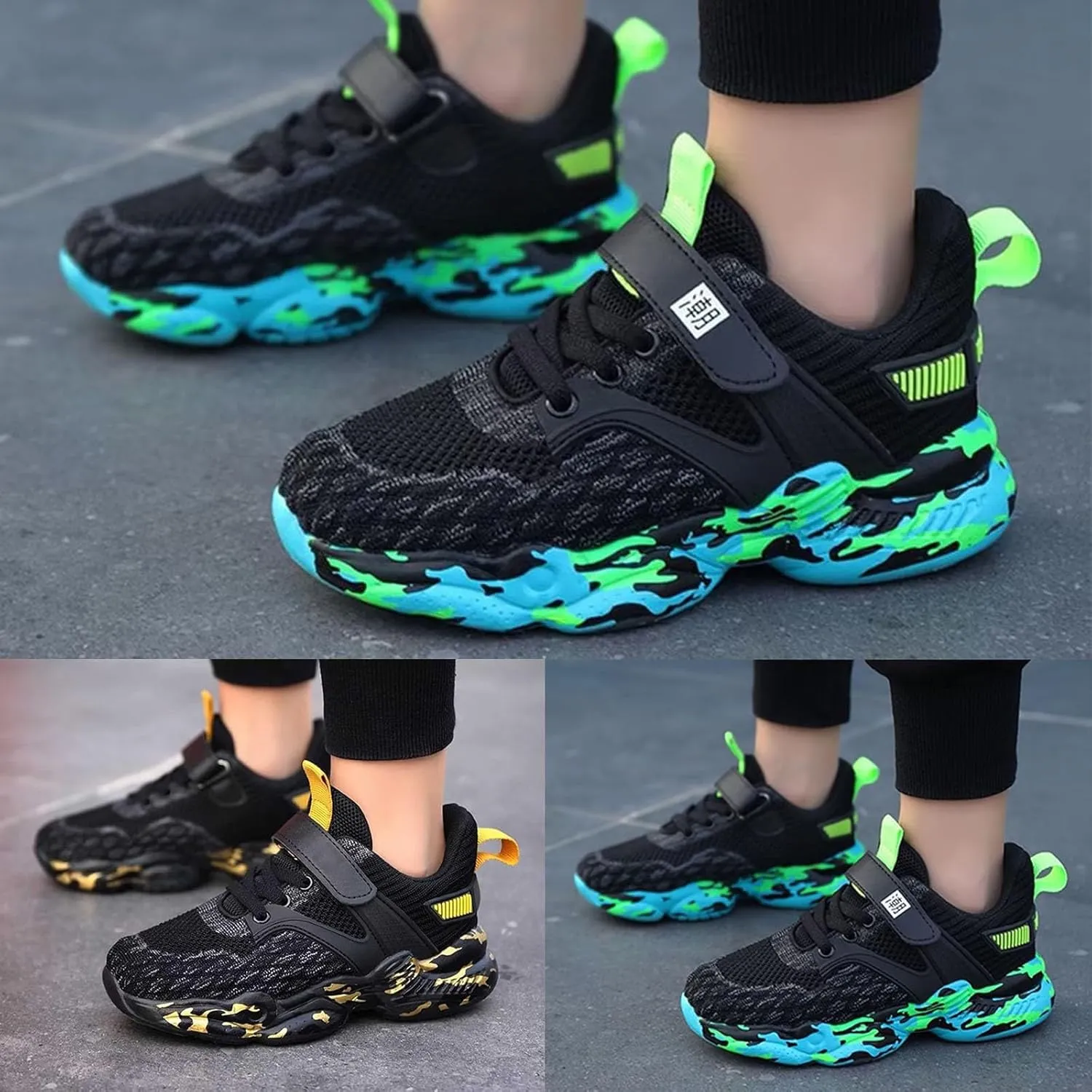 Boys Running Sneakers Toddler Kids Lightweight Breathable Sport Sneakers Lace Up Softy Sole Walking Casual Shoes