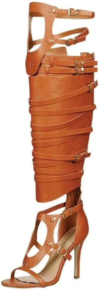 Breckelles Diva-33 Womens Over The Knee High Buckle Strappy Stiletto Sandals