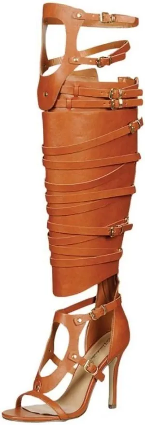 Breckelles Diva-33 Womens Over The Knee High Buckle Strappy Stiletto Sandals
