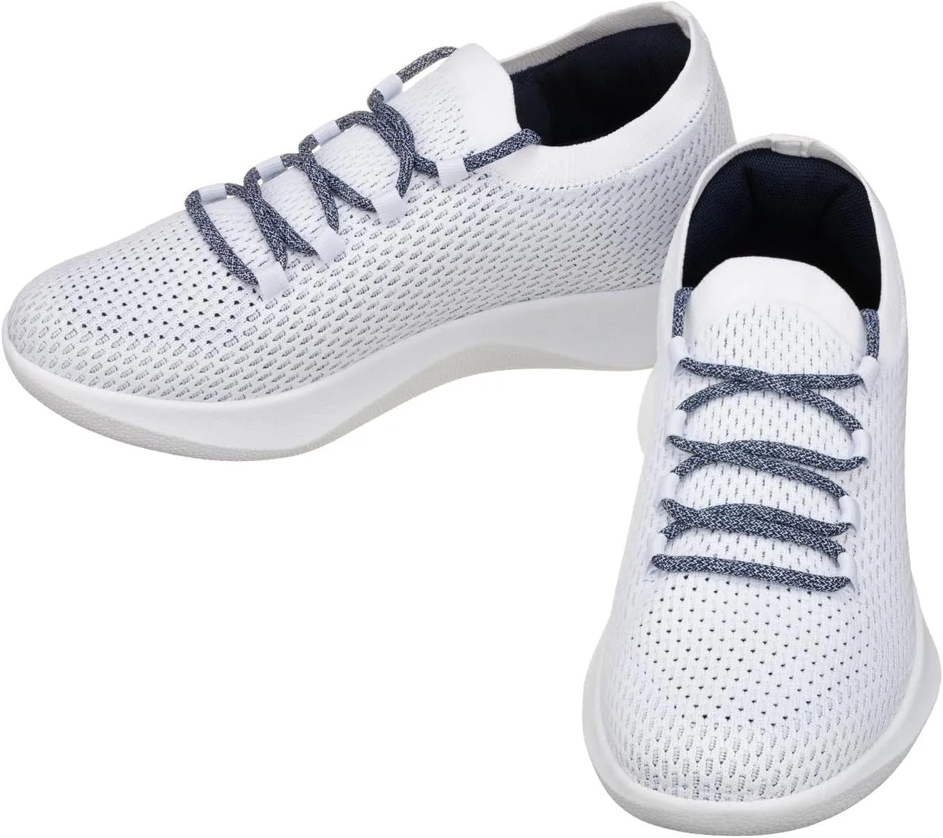 CALTO Men's Invisible Height Increasing Elevator Shoes - White/Blue Ultra Lightweight Sporty Sneakers - 2.4 Inches Taller - Q083 - Size 9 D(M) US