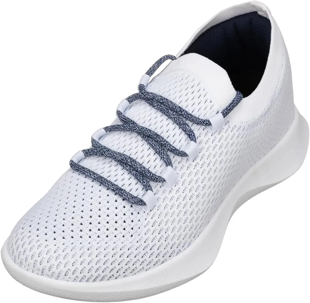 CALTO Men's Invisible Height Increasing Elevator Shoes - White/Blue Ultra Lightweight Sporty Sneakers - 2.4 Inches Taller - Q083 - Size 9 D(M) US
