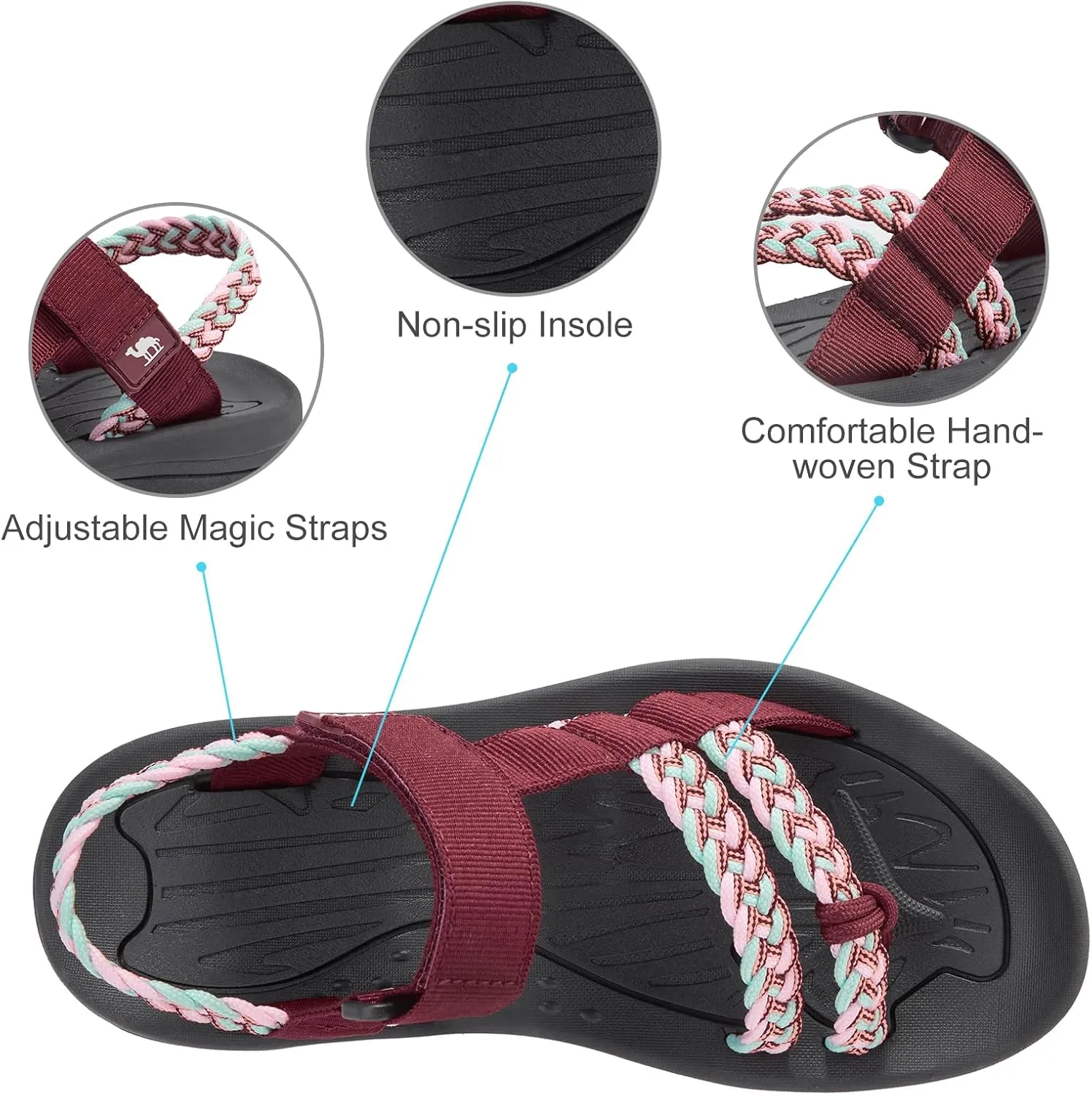 CAMEL CROWN Hiking Sandals for Women Comfortable Athletic Sport Sandal with Arch Support for Casual Walking Outdoors Water Beach Vacation