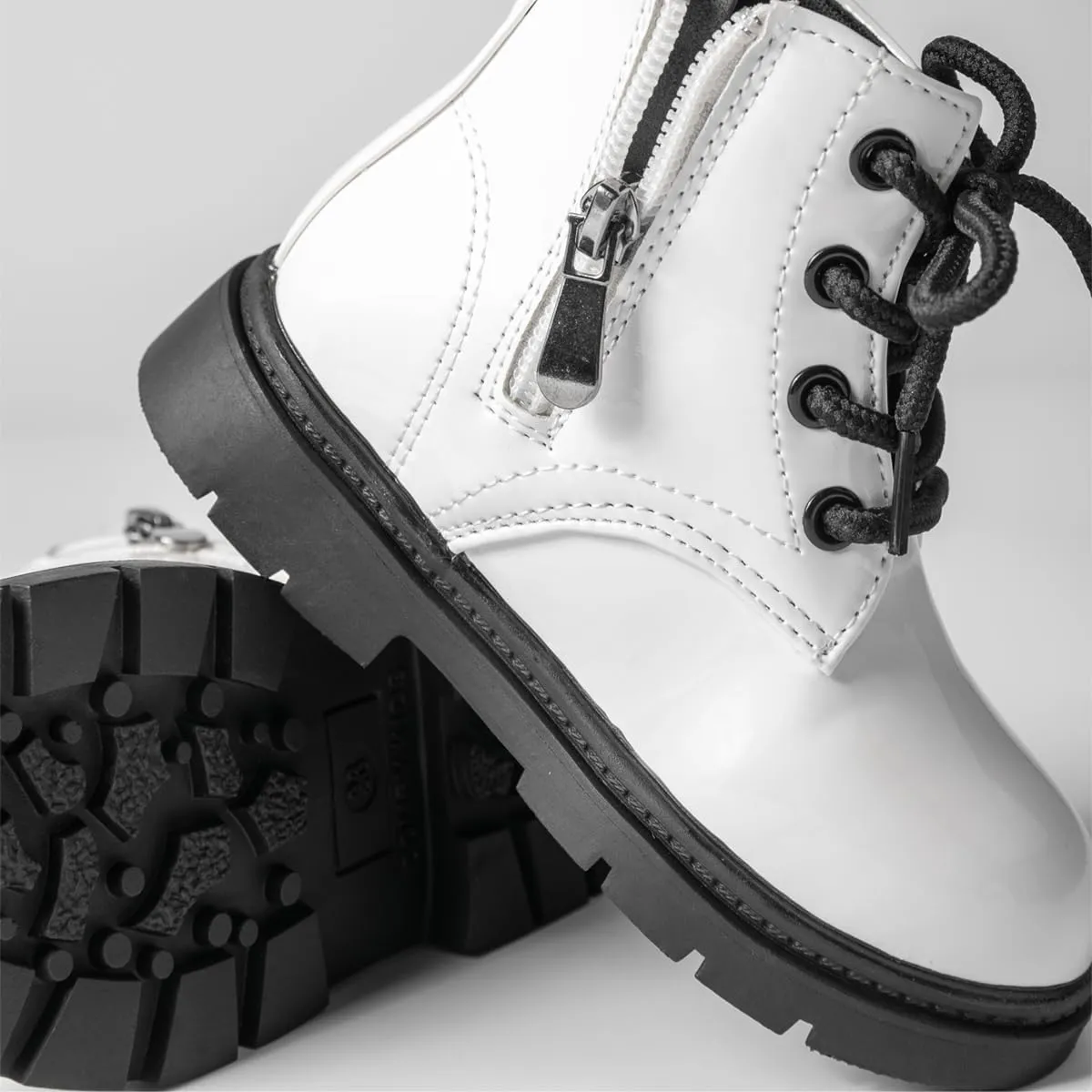 Casazoe Boys Girls Leather Hiking Snow Boots Little Kid Shoes With Side Zipper Toddler Combat Booties Lace Up Slip On Ankle Flats Classic Casual Walking Work Boot(Toddler)