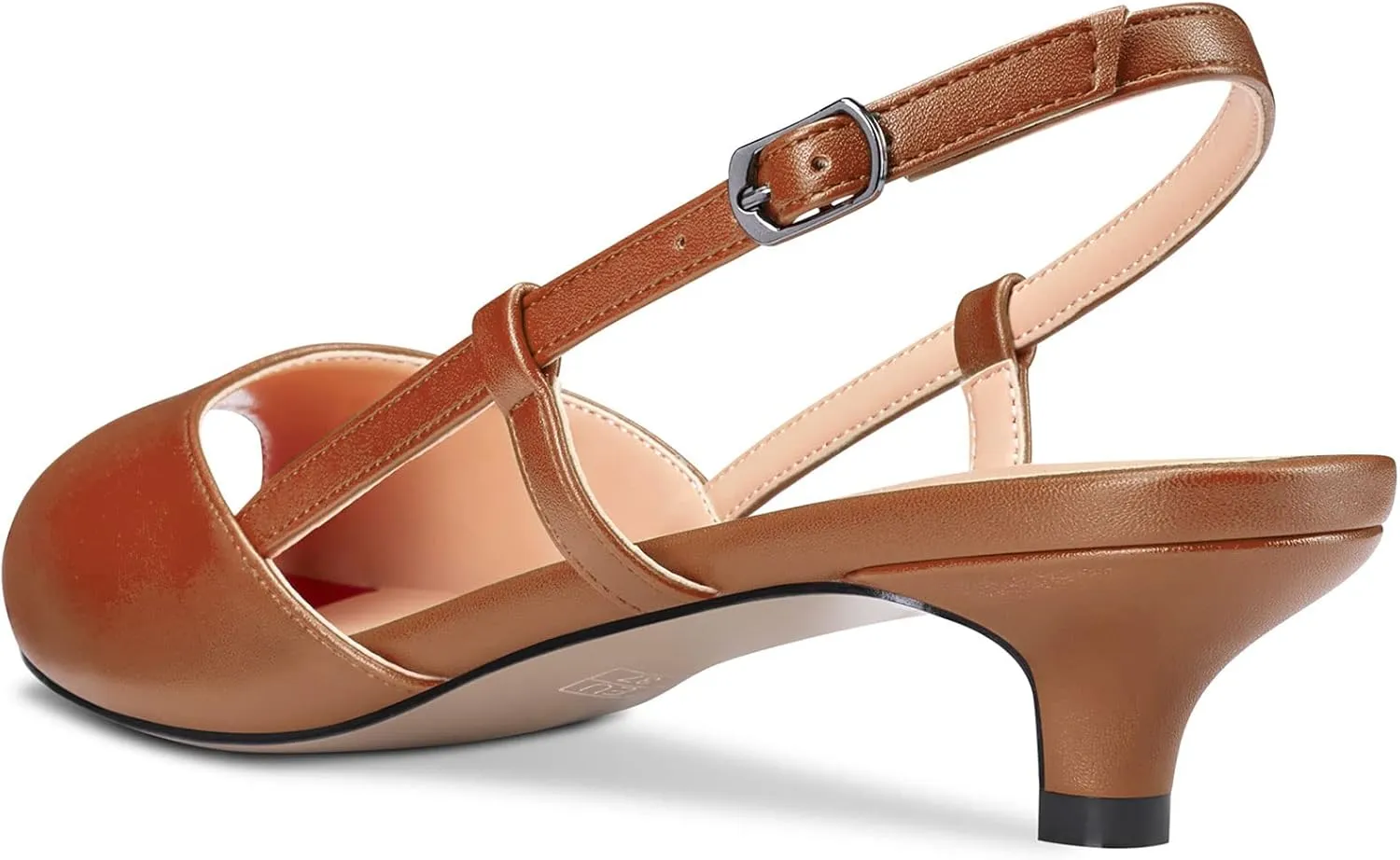 Castamere Women Low Kitten Heel Peep Open Toe Slip-on Slingback Sandals Casual Dress 1.2 Inches Heels