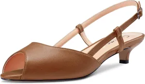 Castamere Women Low Kitten Heel Peep Open Toe Slip-on Slingback Sandals Casual Dress 1.2 Inches Heels