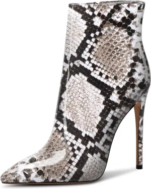 Castamere Womens High Heel Ankle Boots Pointed Toe Slip-on Stiletto Boot with Zipper 12CM Heels