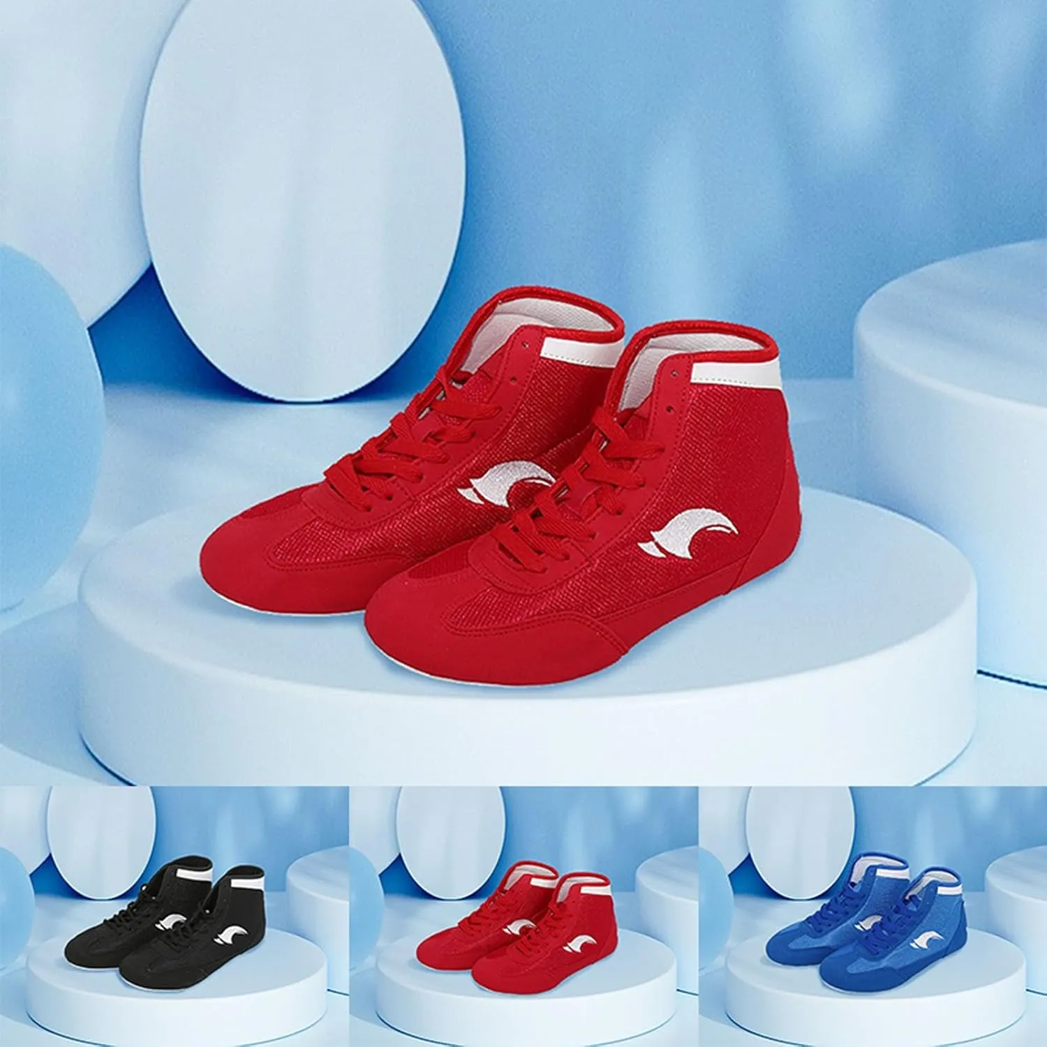Children's Wrestling Shoes High Top Training Boxing Shoes Girls Boys Gym Round Toe Non-Slip Breathable Shoes