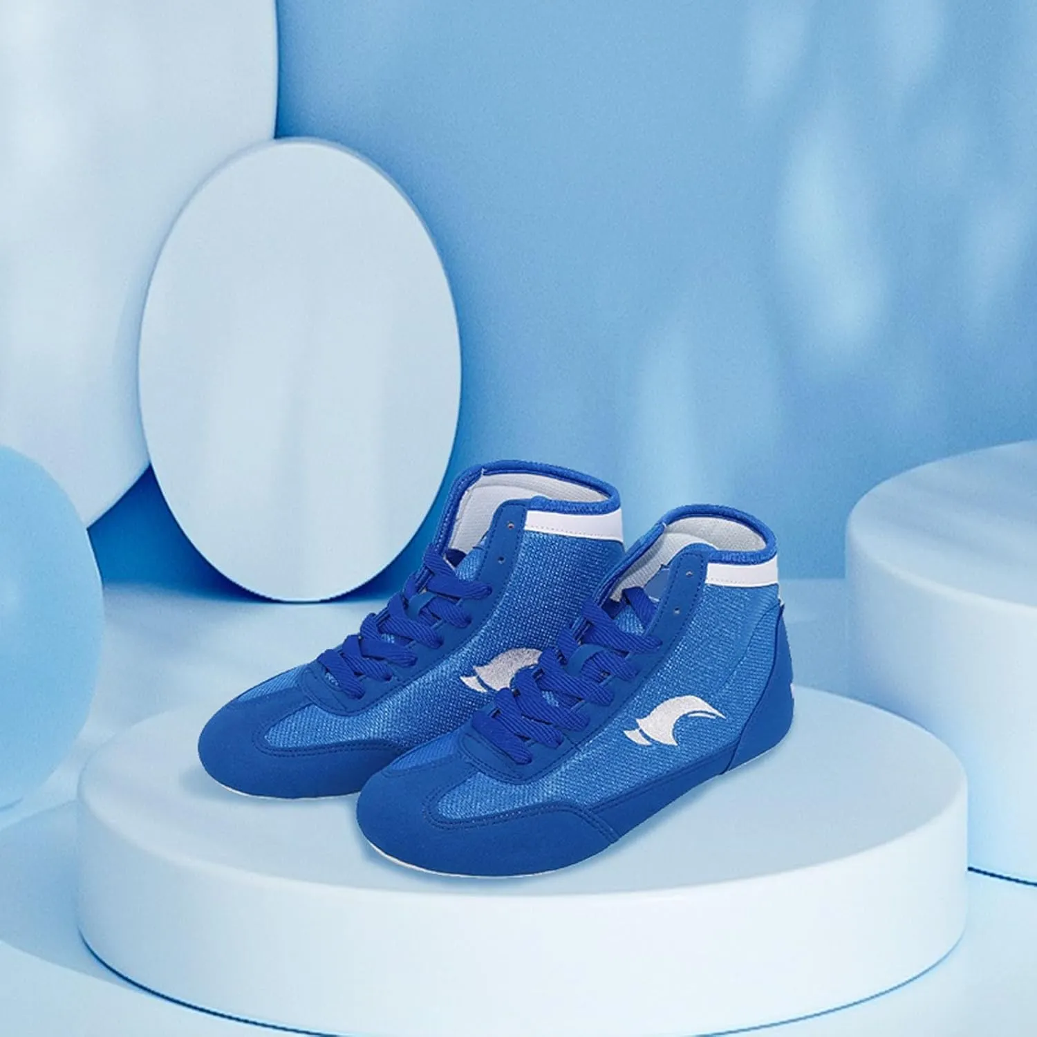 Children's Wrestling Shoes High Top Training Boxing Shoes Girls Boys Gym Round Toe Non-Slip Breathable Shoes