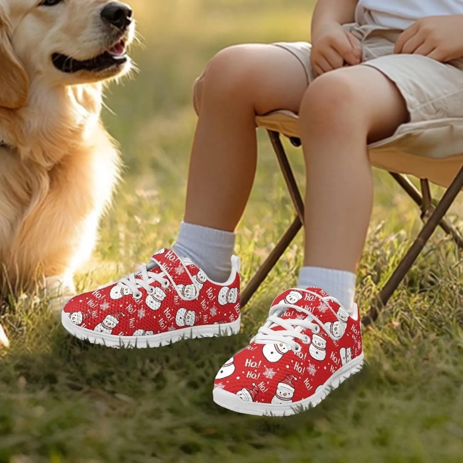 Christmas Sneakers Slip on Shoes for Kids Girls Boys Walking Running
