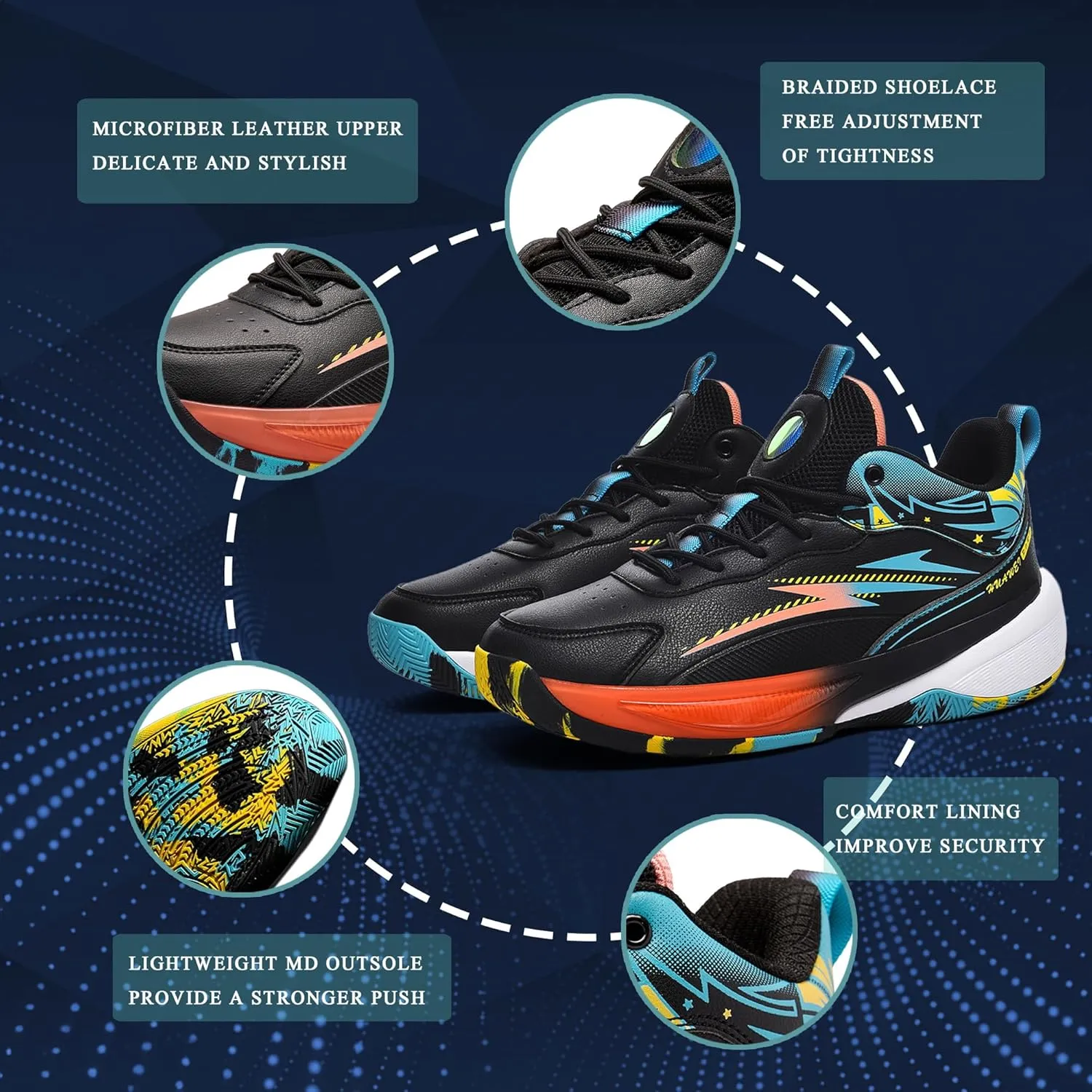 CJSPORX Men's Basketball Shoes Breathable Non-Slip Sneakers Fashionable Sports